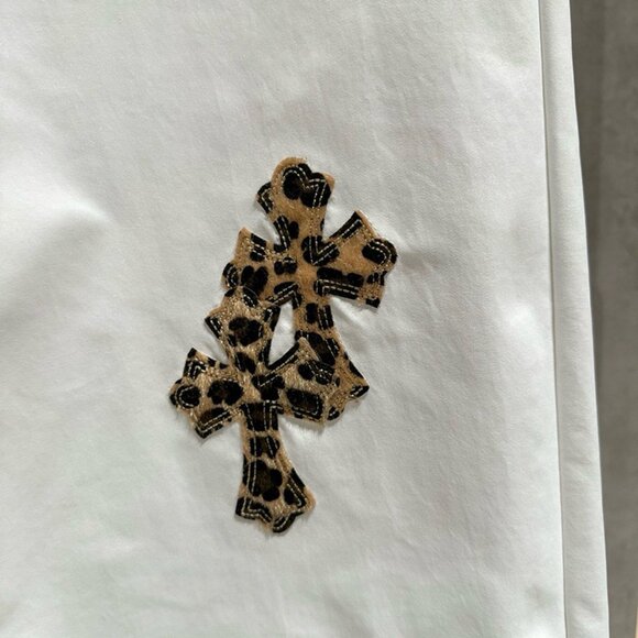Chrome Hearts Leopard Suede Cross White Trousers - Picture 6 of 8